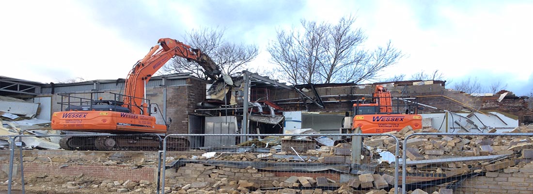 Excavators during demolition works