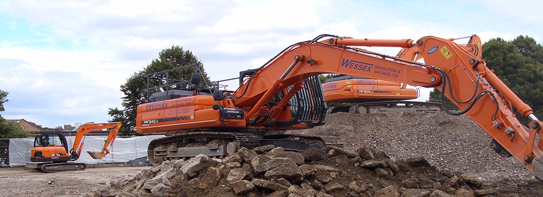 Wessex Demolition Excavators on site