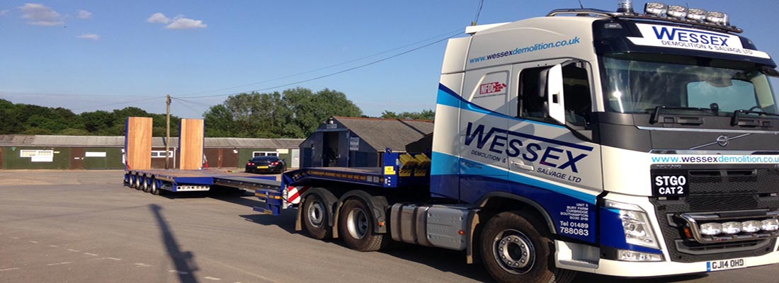 Plant Hire - Wessex Demolition - Low-Loader parked at Curbridge, Southampton